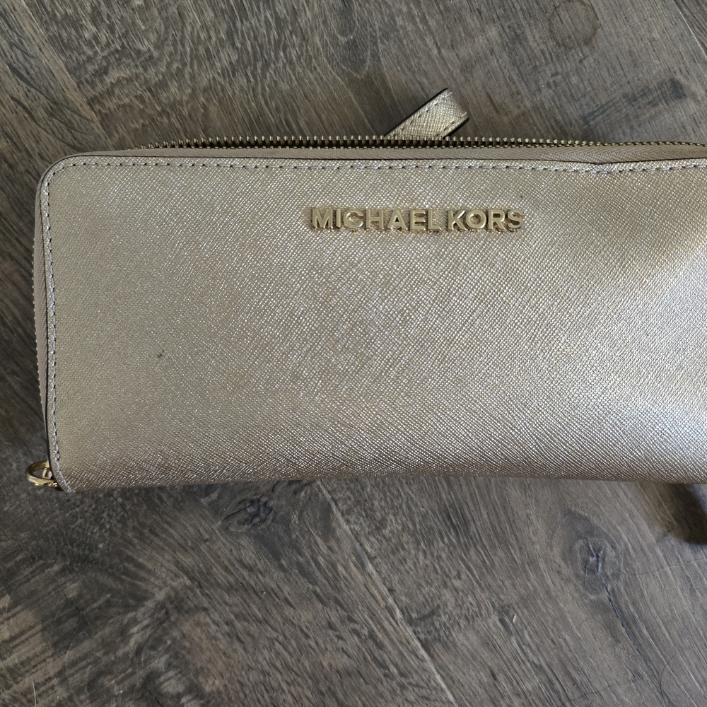 Michael Kors Gold Saffiano Leather Wallet